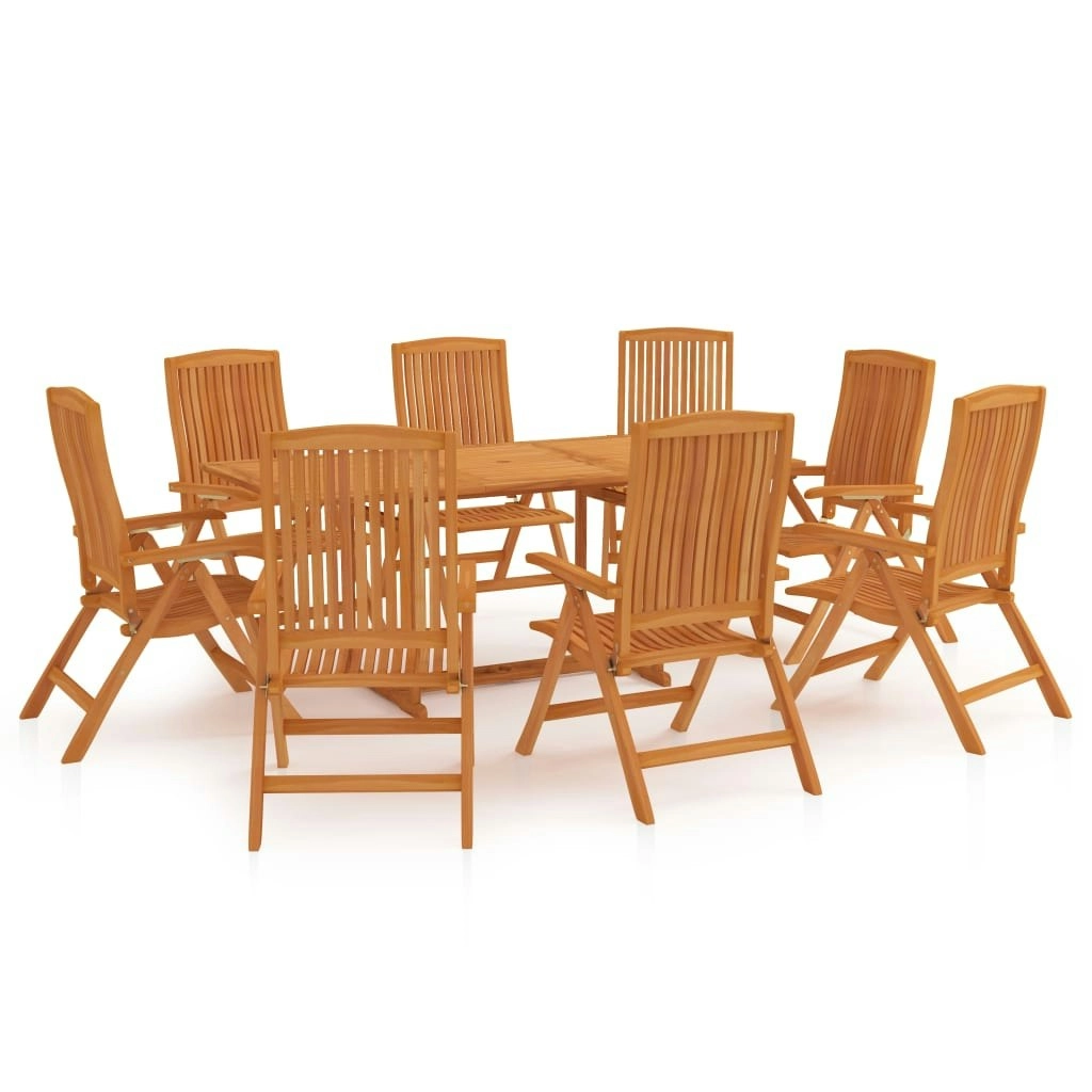 9 Piece Garden Dining Set Solid Teak Wood 3059572