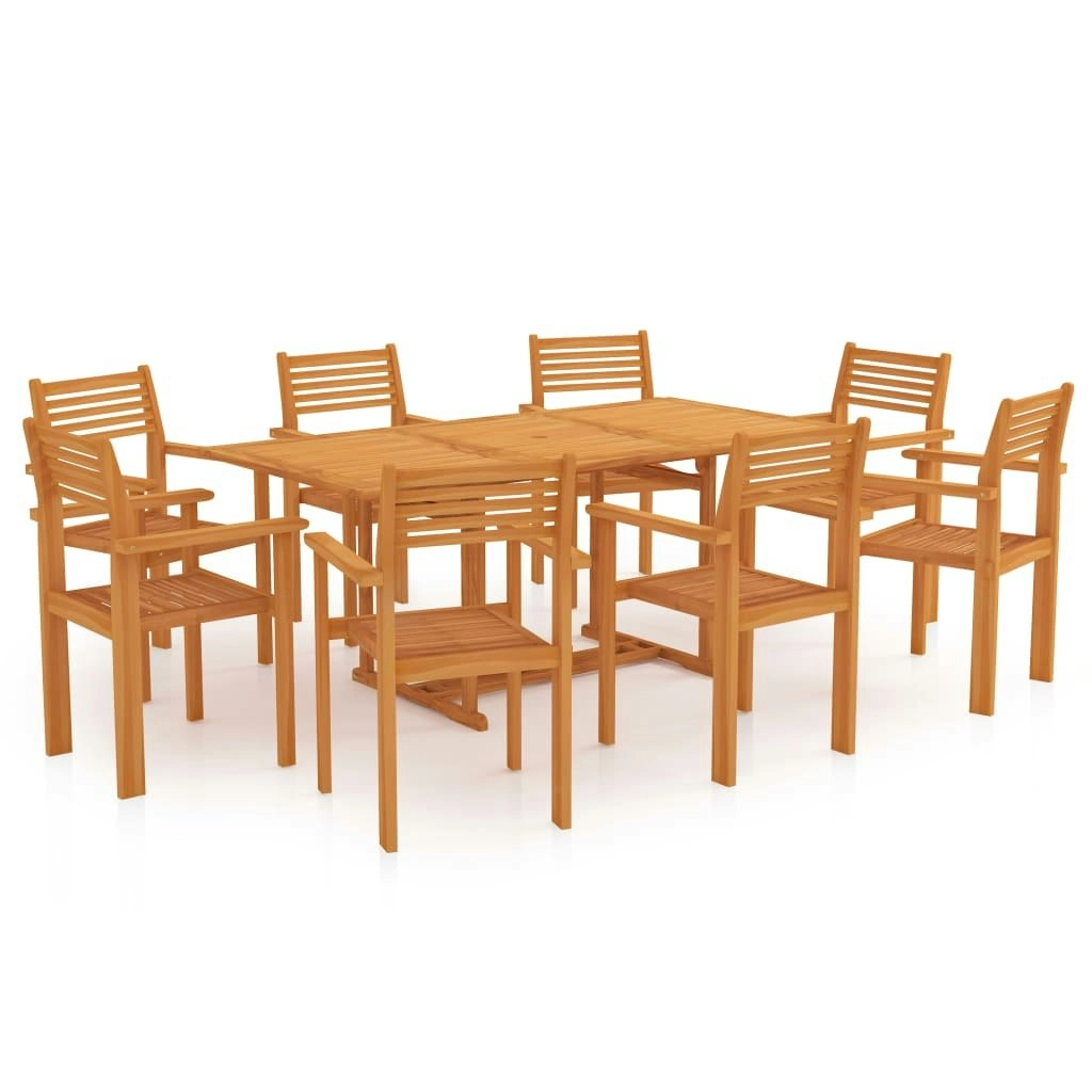 9 Piece Garden Dining Set Solid Teak Wood 3059574