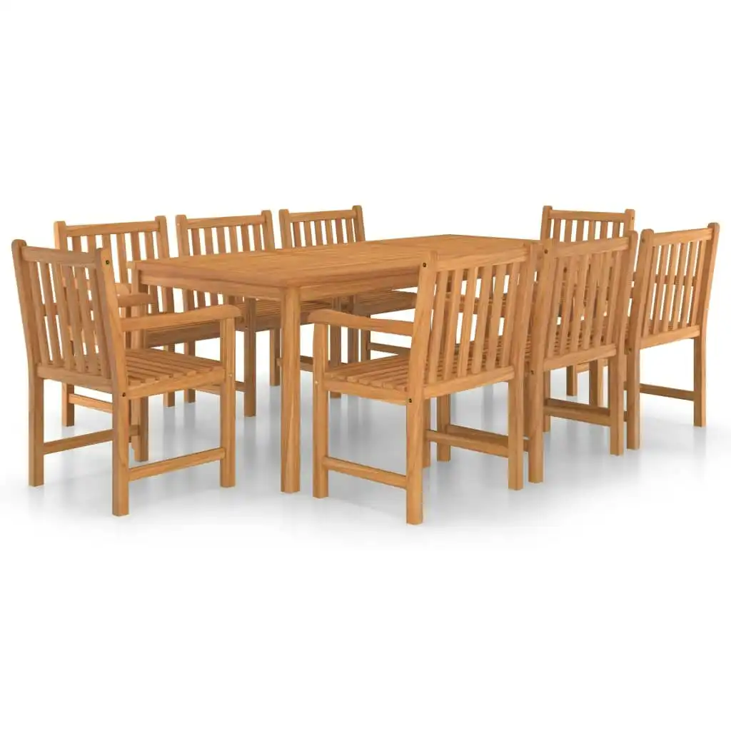 9 Piece Garden Dining Set Solid Teak Wood 3059948