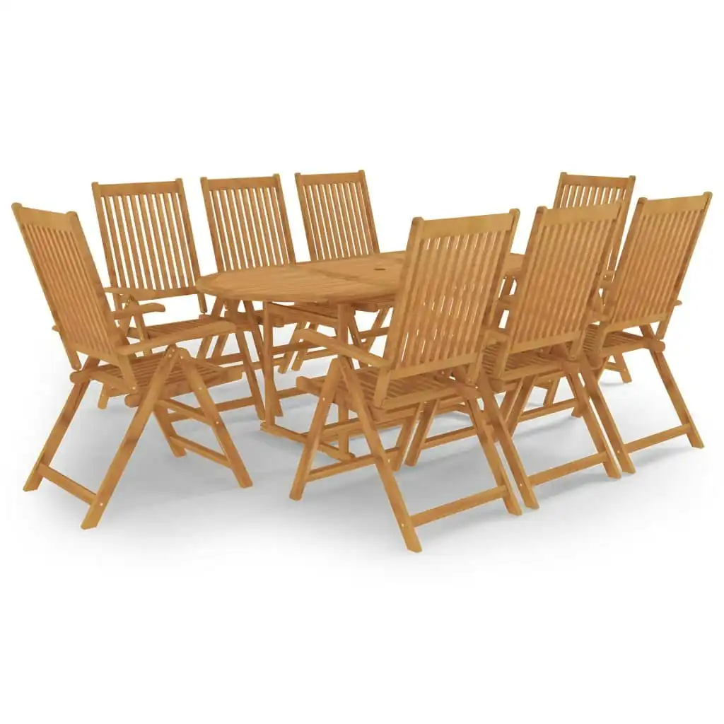 9 Piece Garden Dining Set Solid Teak Wood 3059554