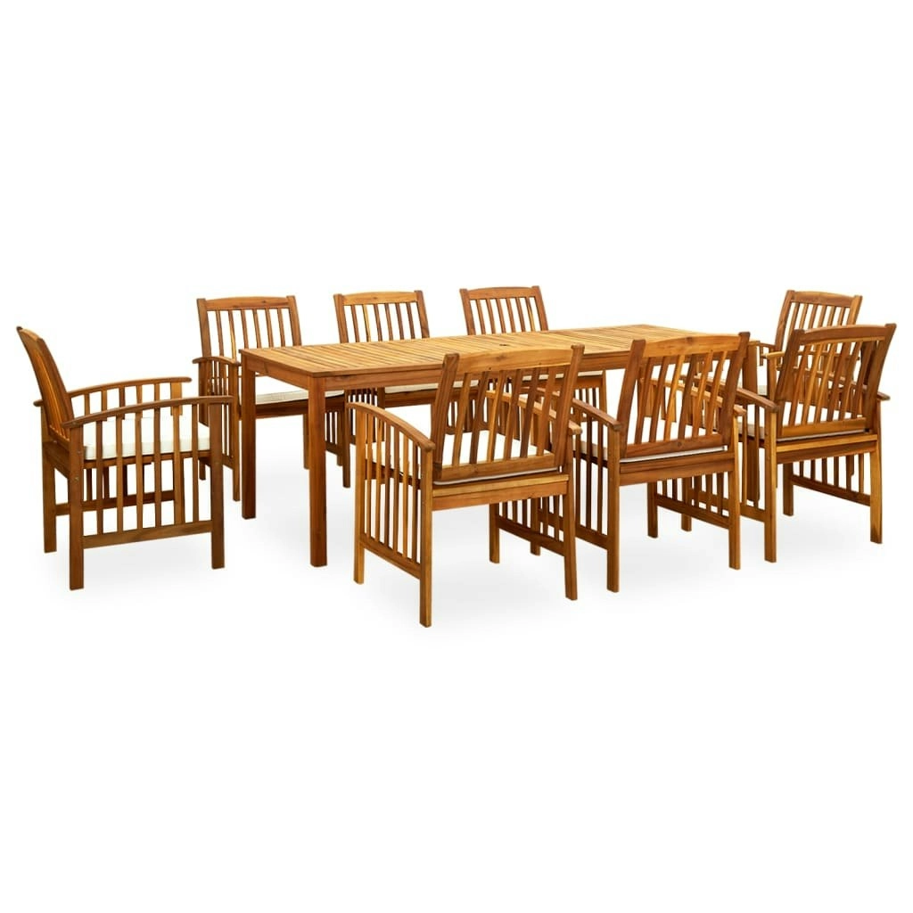 9 Piece Garden Dining Set with Cushions Solid Acacia Wood 3058091