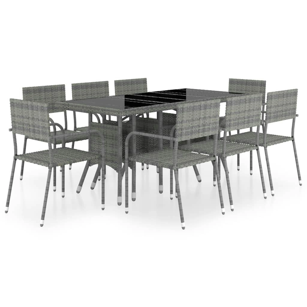 9 Piece Garden Dining Set Poly Rattan Anthracite & Grey 3059451