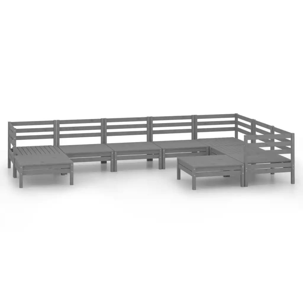 9 Piece Garden Lounge Set Solid Pinewood Grey 3083026