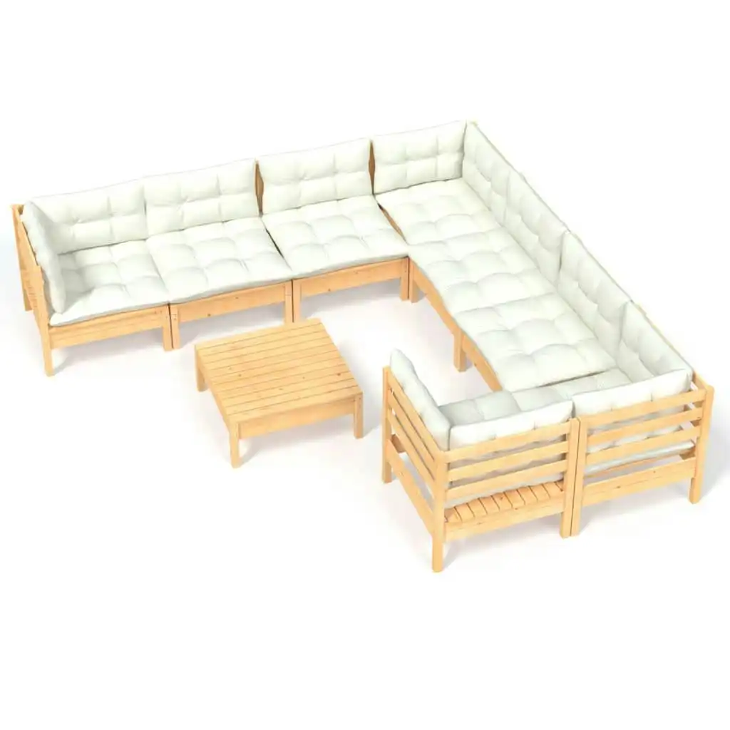 9 Piece Garden Lounge Set with Cream Cushions Pinewood 3096977