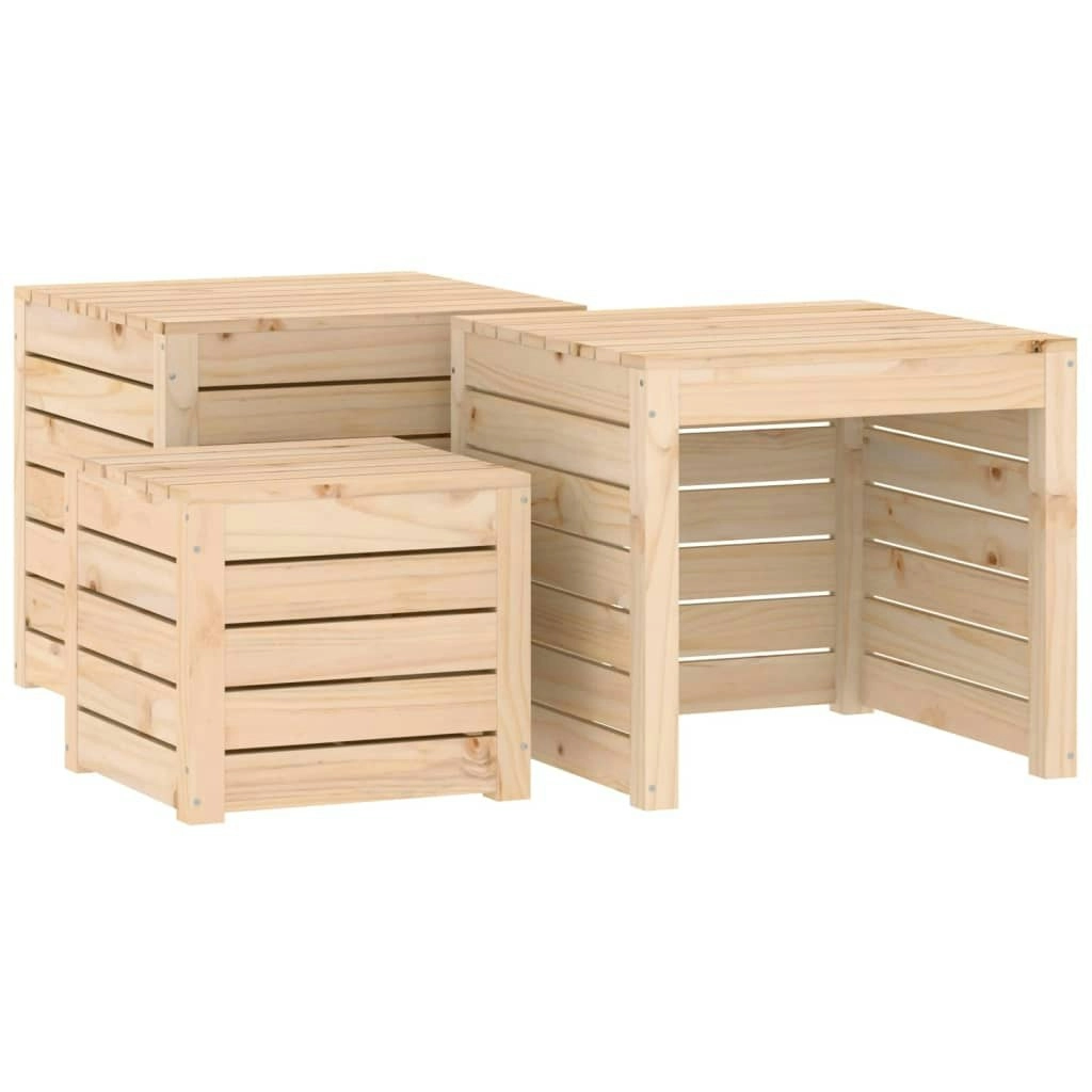 3 Piece Garden Box Set Solid Wood Pine 823955