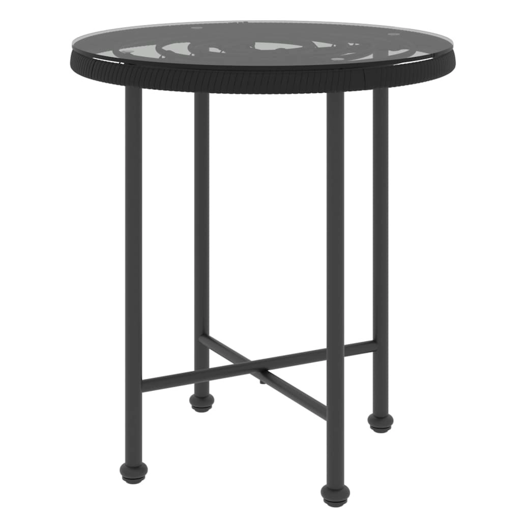 Dining Table Black Ã˜50 cmÂ Tempered Glass and Steel 319433