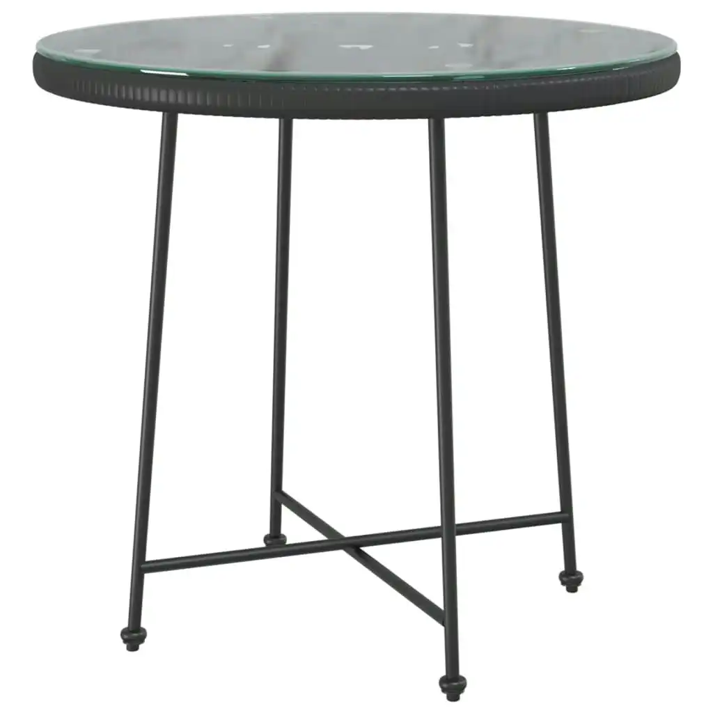 Dining Table Black Ã˜80 cmÂ Tempered Glass and Steel 319437