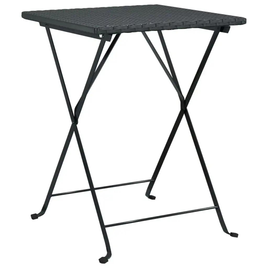 Folding Bistro Table Black 55x54x71 cm Poly Rattan 319983