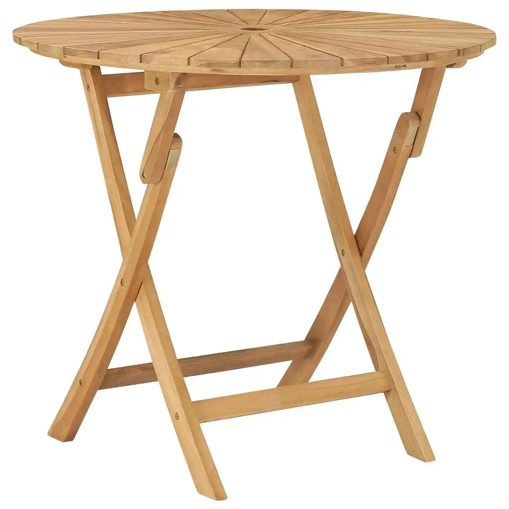 Folding Garden Table Ã˜ 85 cm Solid Teak Wood 49438