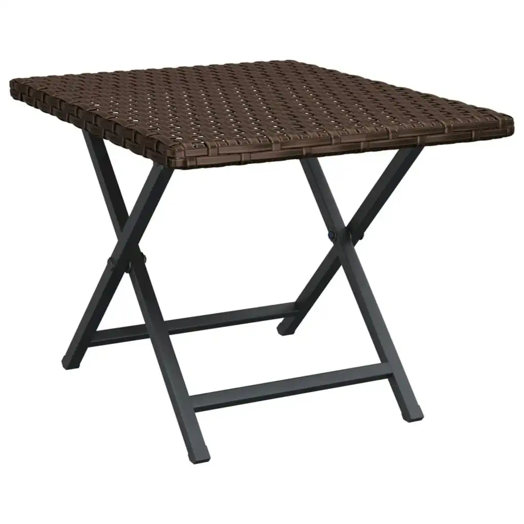 Folding Table Brown 45x35x32 cm Poly Rattan 362250