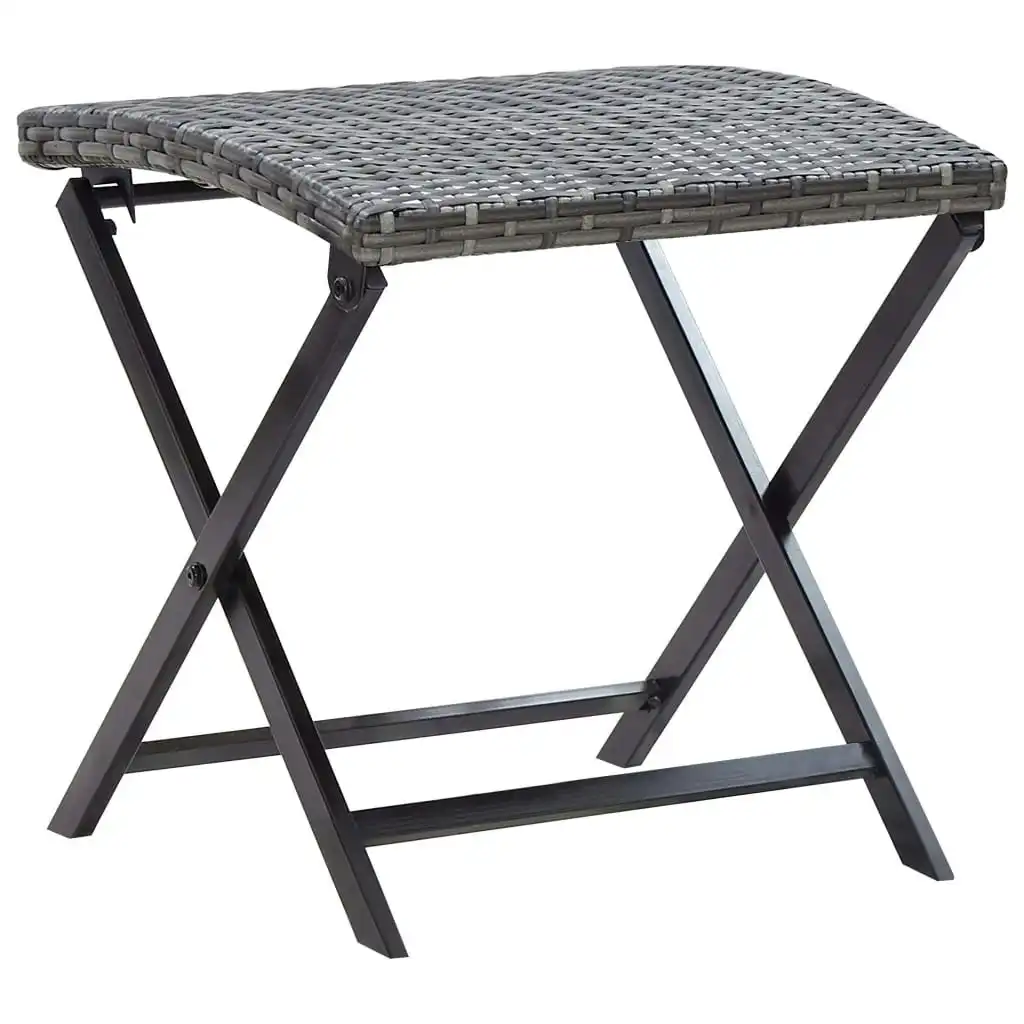 Folding Stool Poly Rattan Grey 45773