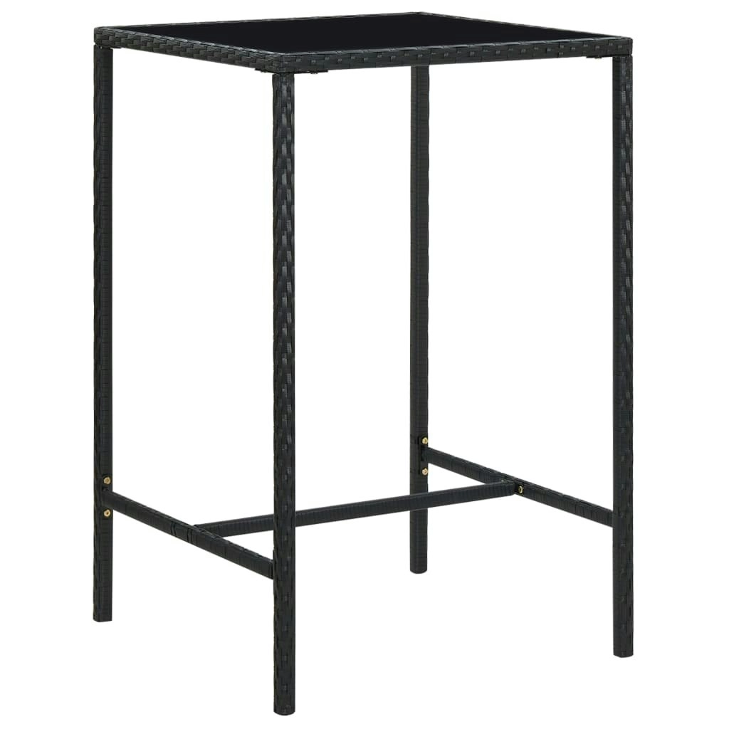 Garden Bar Table Black 70x70x110 cm Poly Rattan and Glass 313458