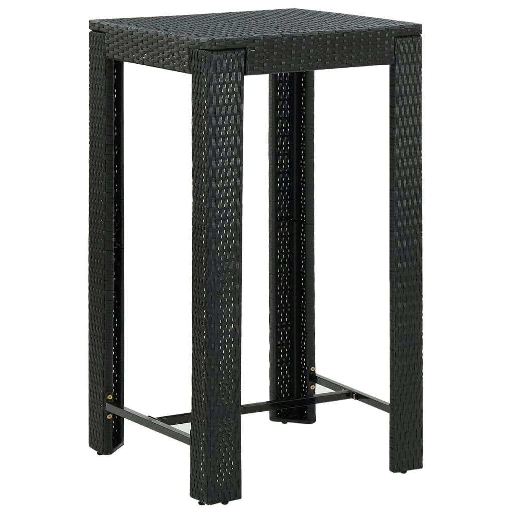 Garden Bar Table Black 60.5x60.5x110.5 cm Poly Rattan 45871