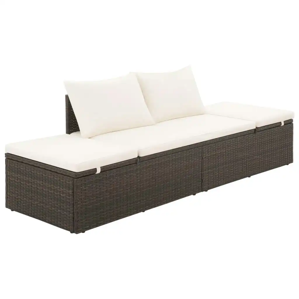 Garden Bed Brown 195x60 cm Poly Rattan 43954