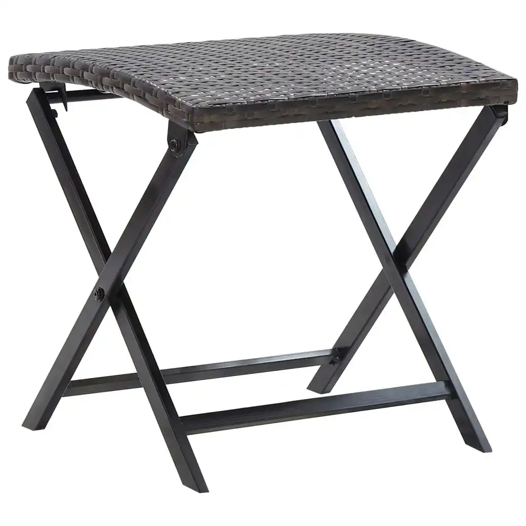 Folding Stool Poly Rattan Brown 45772