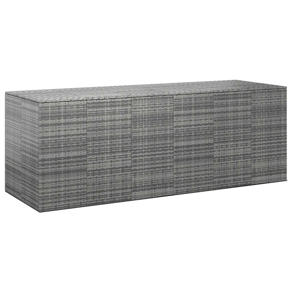 Garden Cushion Box PE Rattan 291x100.5x104 cm Grey 317237