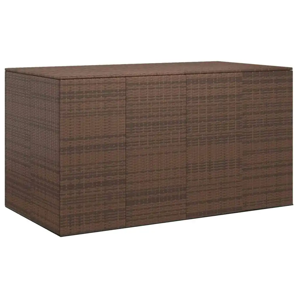 Garden Cushion Box PE Rattan 194x100x103 cm Brown 317233