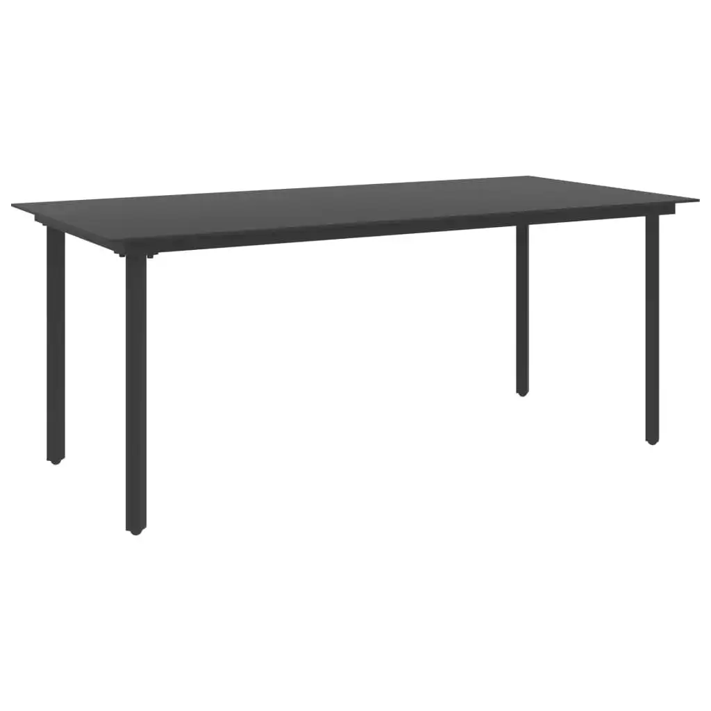 Garden Dining Table Black 190x90x74 cm Steel and Glass 313111