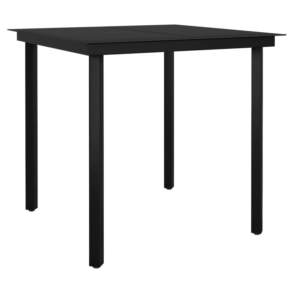 Garden Dining Table Black 80x80x74 cm Steel and Glass 318746