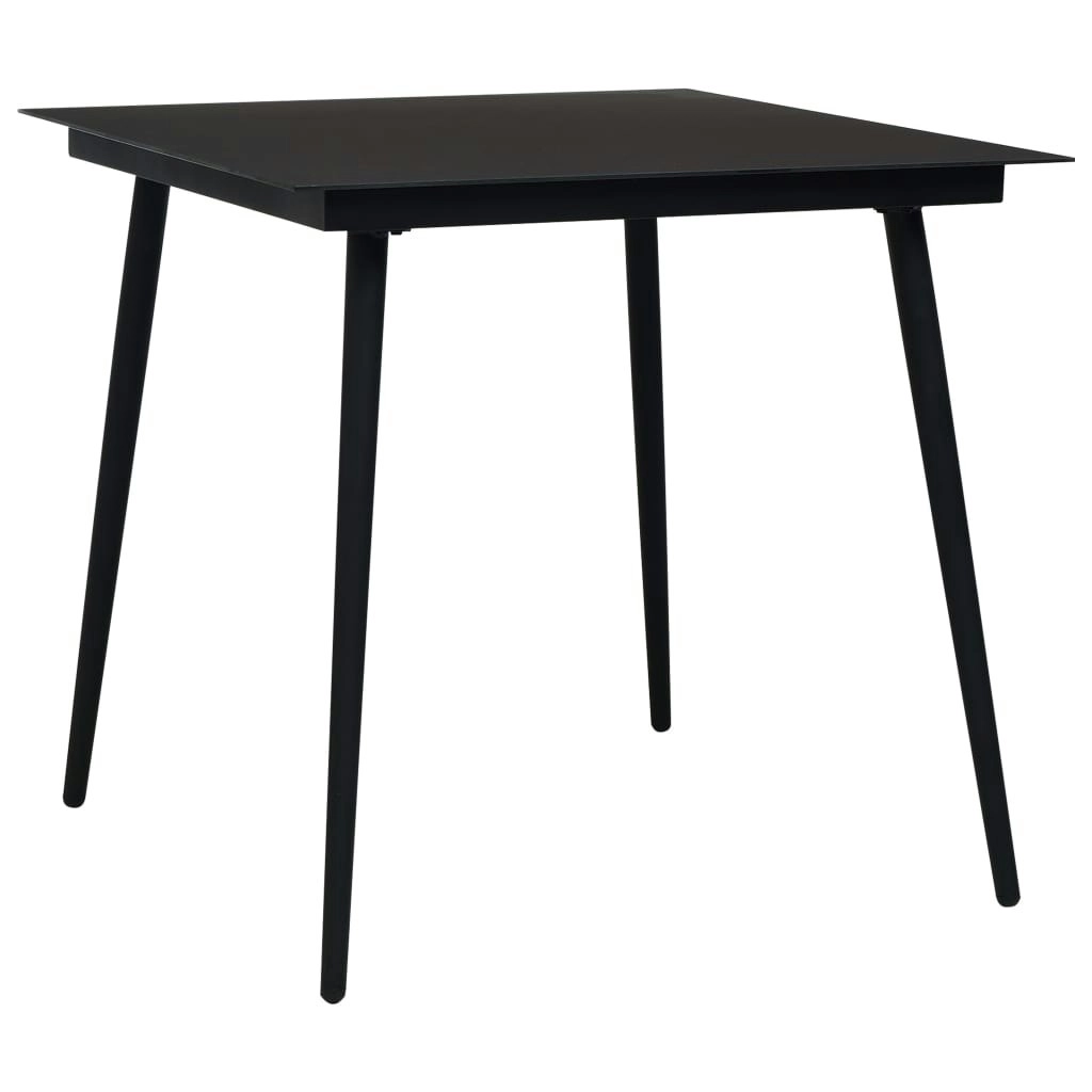 Garden Dining Table Black 80x80x74 cm Steel and Glass 312157