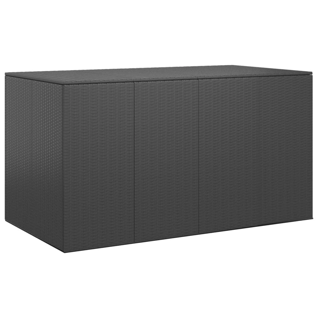 Garden Cushion Box PE Rattan 194x100x103 cm Black 317232