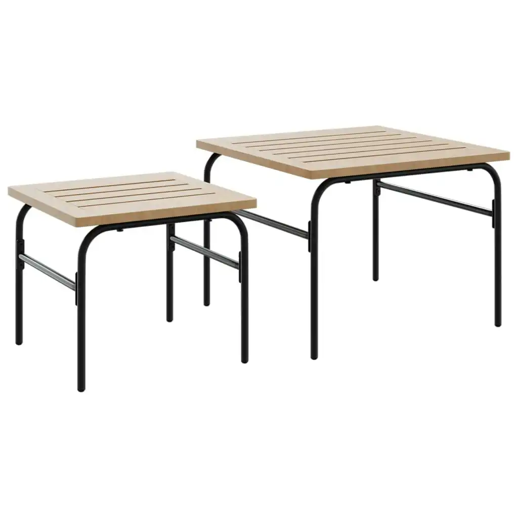 Garden Nest of Coffee Tables 2 pcs Brown and Black Steel 4009307