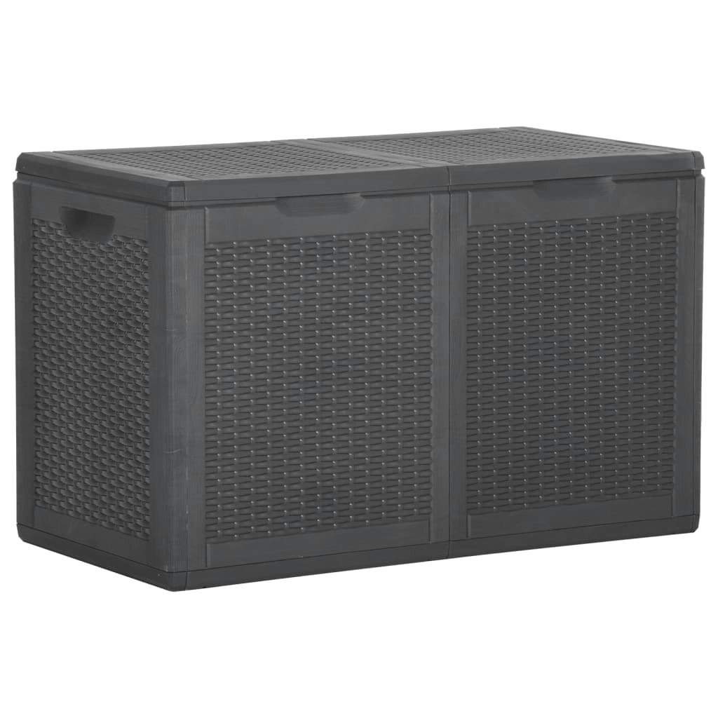 Garden Storage Box 180L Black PP Rattan 151228