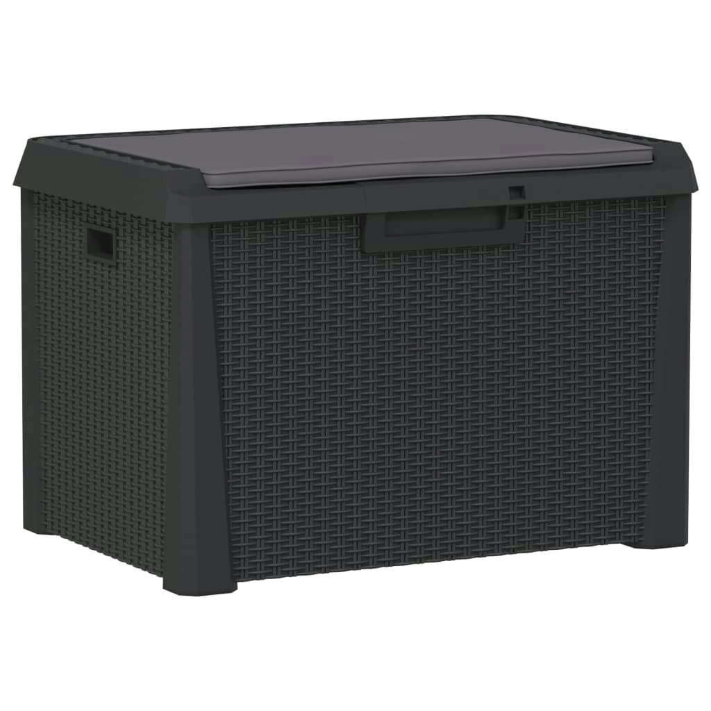 Garden Storage Box with Seat Cushion Anthracite 125 L PP 364211