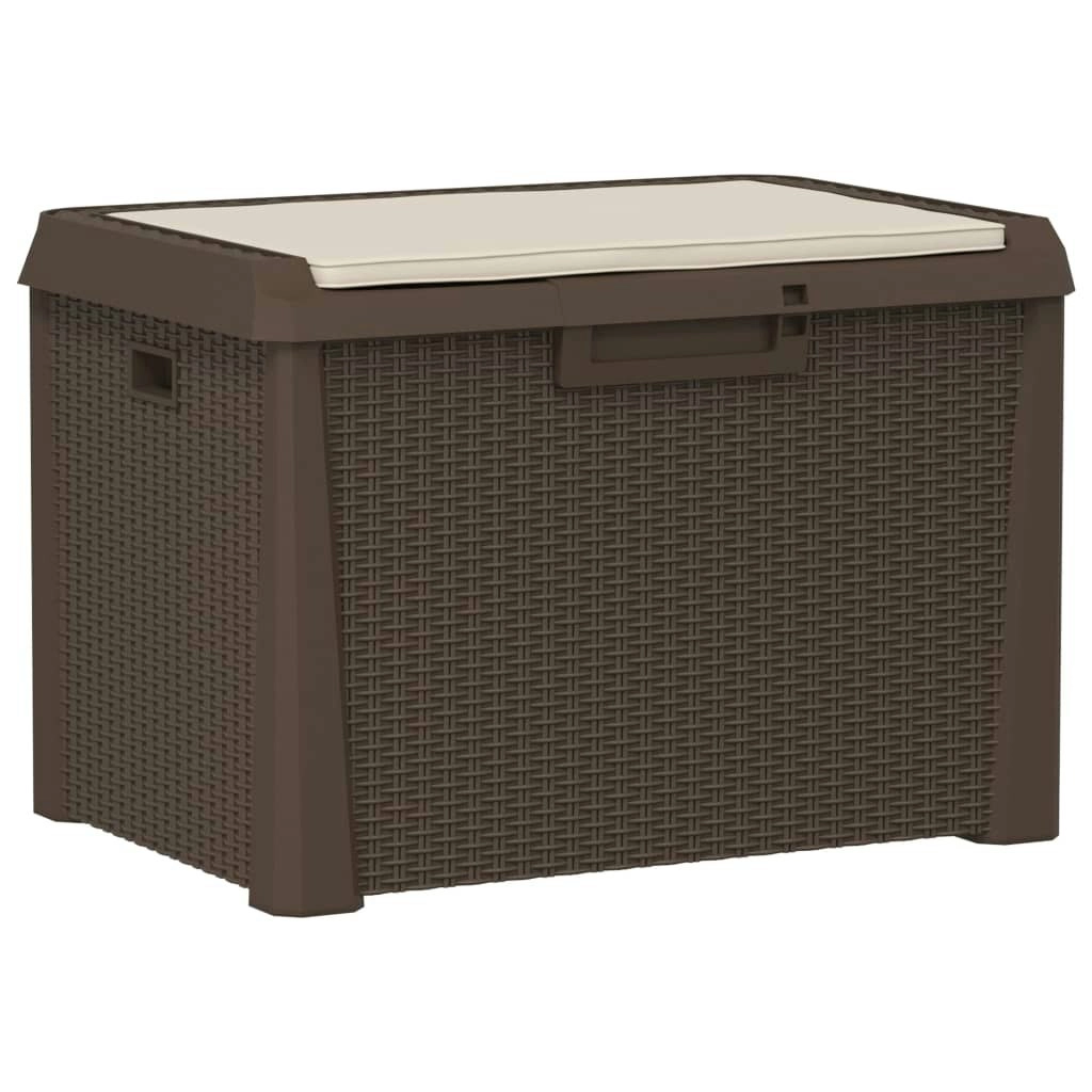 Garden Storage Box with Seat Cushion Brown 125 L PP 364212