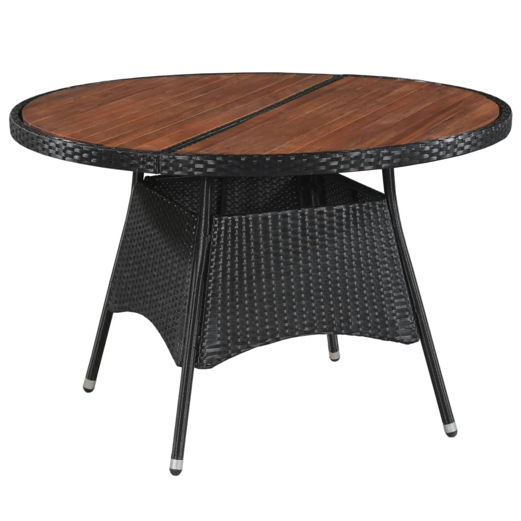 Garden Table 115x74 cm Poly Rattan and Solid Acacia Wood 43949