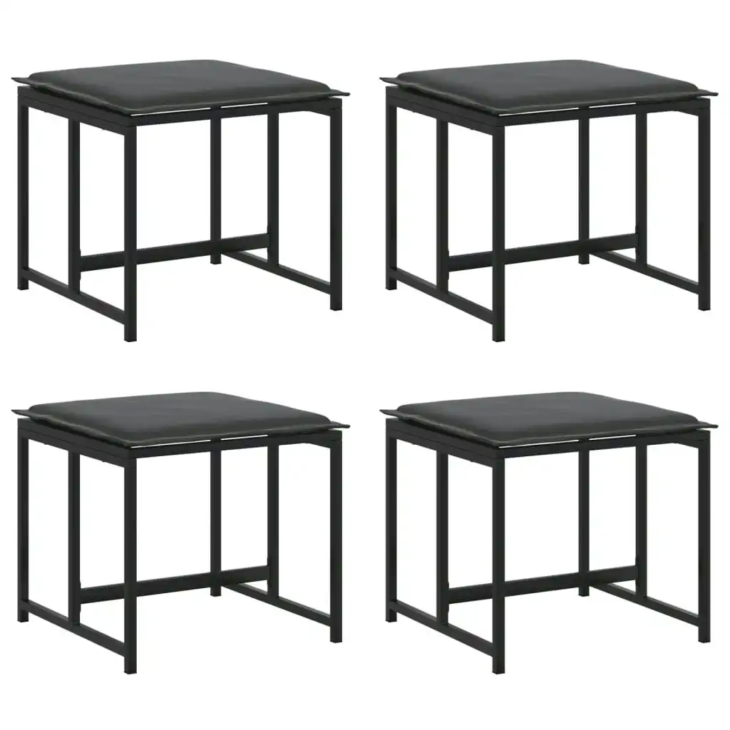 Garden Stools with Cushions 4 pcs Black Steel and Textilene 4008585