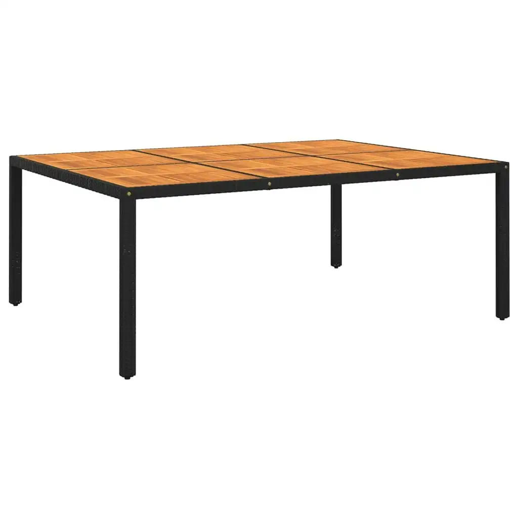 Garden Table 200x150x75 cm Acacia Wood and Poly Rattan Black 310590