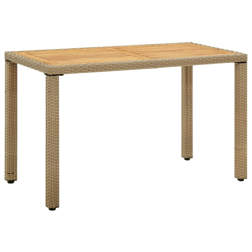 Garden Table Beige 123x60x74 cm Poly Rattan&Solid Wood Acacia 316797