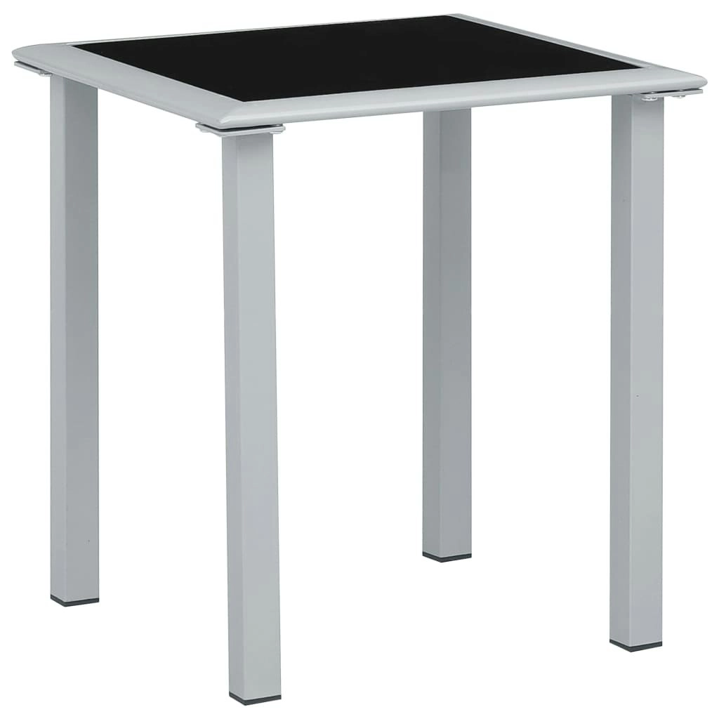 Garden Table Black and Silver 41x41x45 cm Steel and Glass 310541