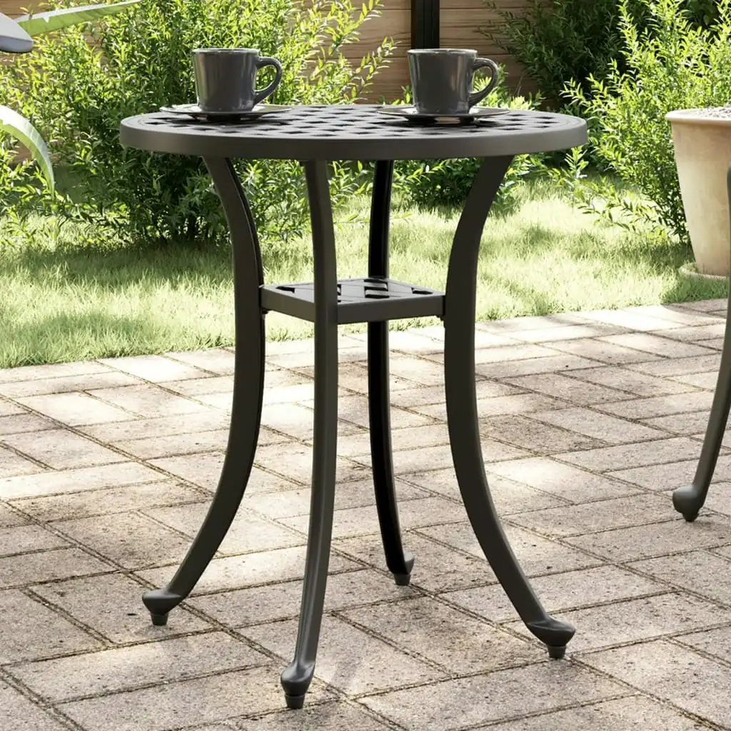 Garden Table Black Ã˜48x53 cm Cast Aluminium 4002824