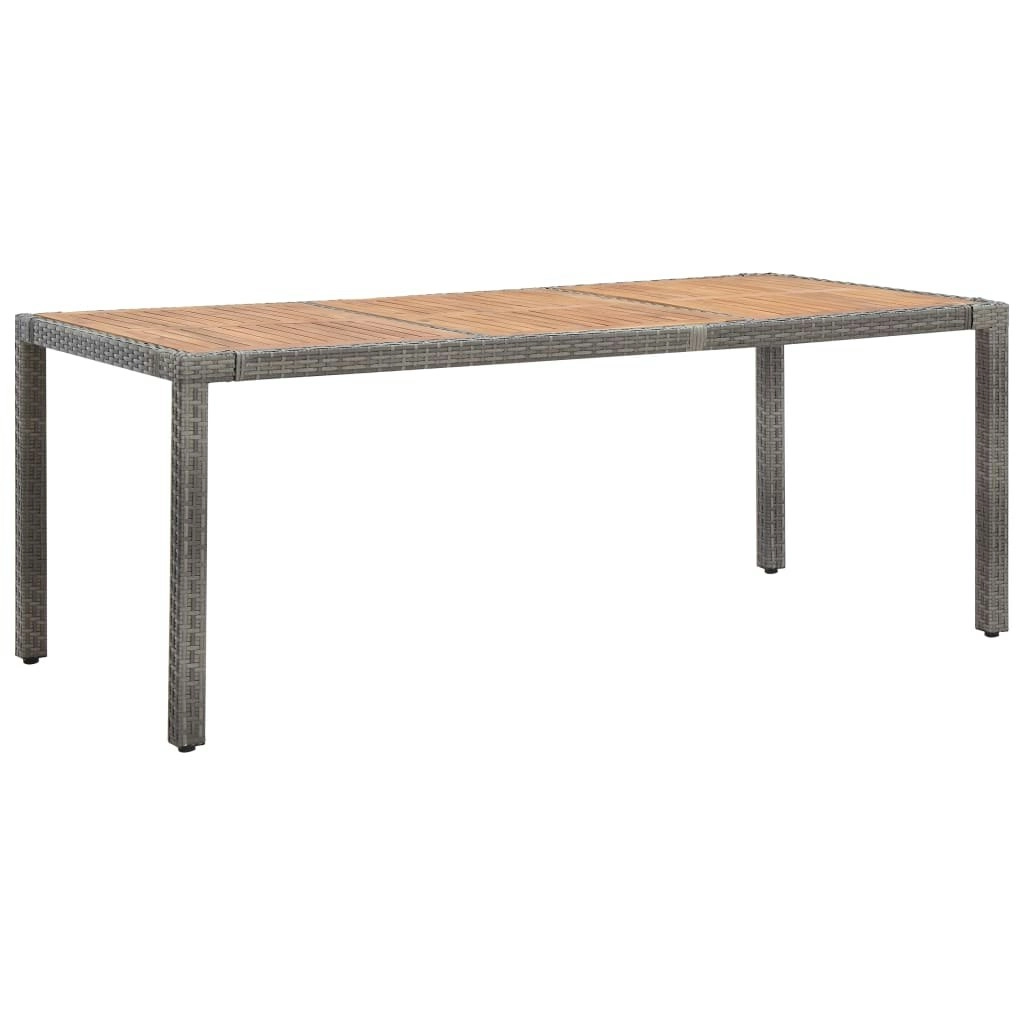 Garden Table Grey 190x90x75 cm Poly Rattan and Solid Acacia Wood 46108