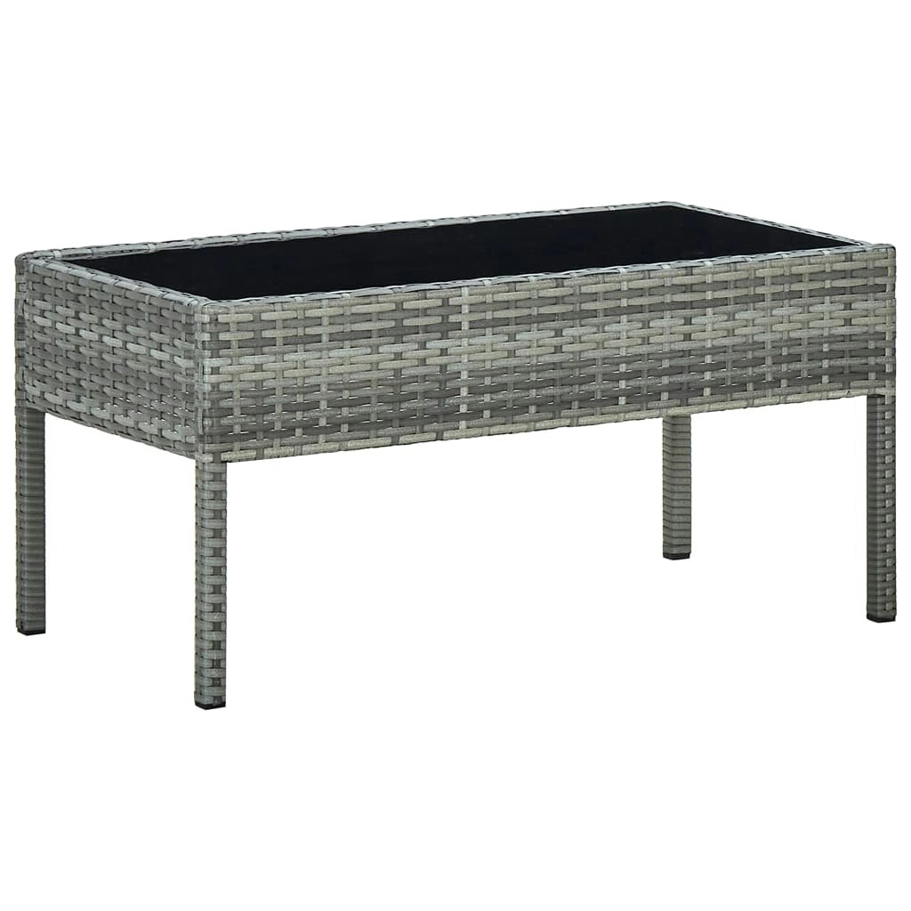 Garden Table Grey 75x40x37 cm Poly Rattan 45905