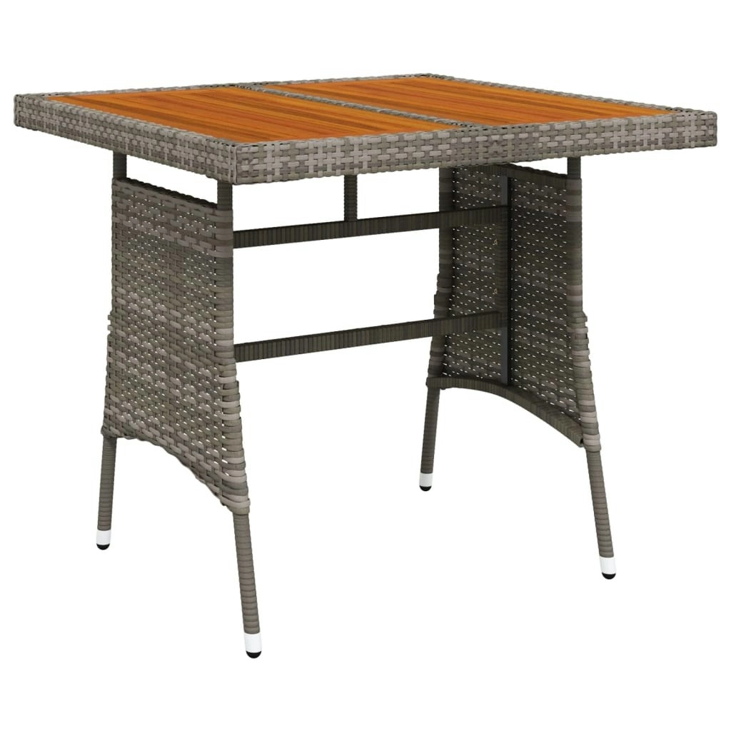 Garden Table Grey 70x70x72 cm Poly Rattan & Solid Acacia Wood 318695