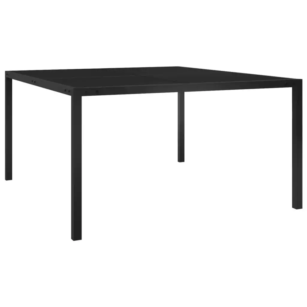 Garden Table 130x130x72 cm Black Steel and Glass 313099