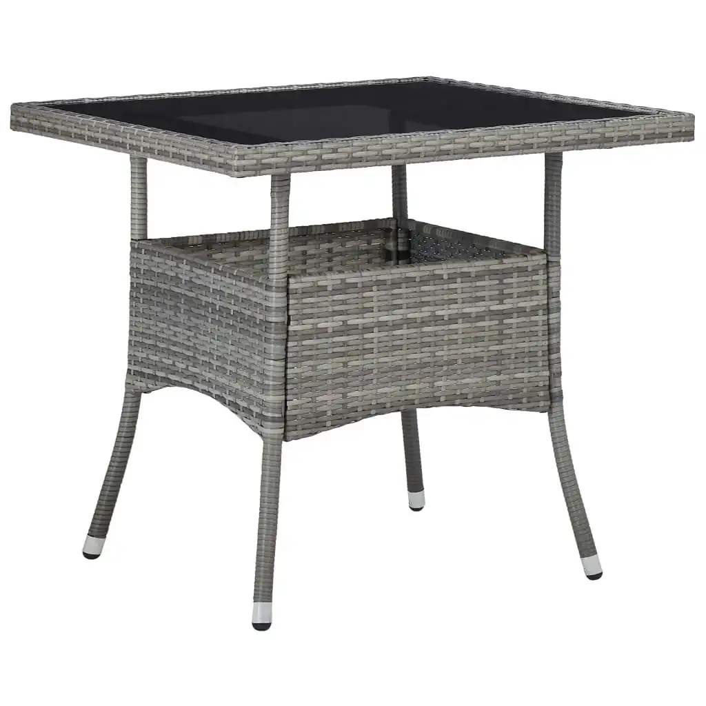 Outdoor Dining Table Grey Poly Rattan and Glass 46178