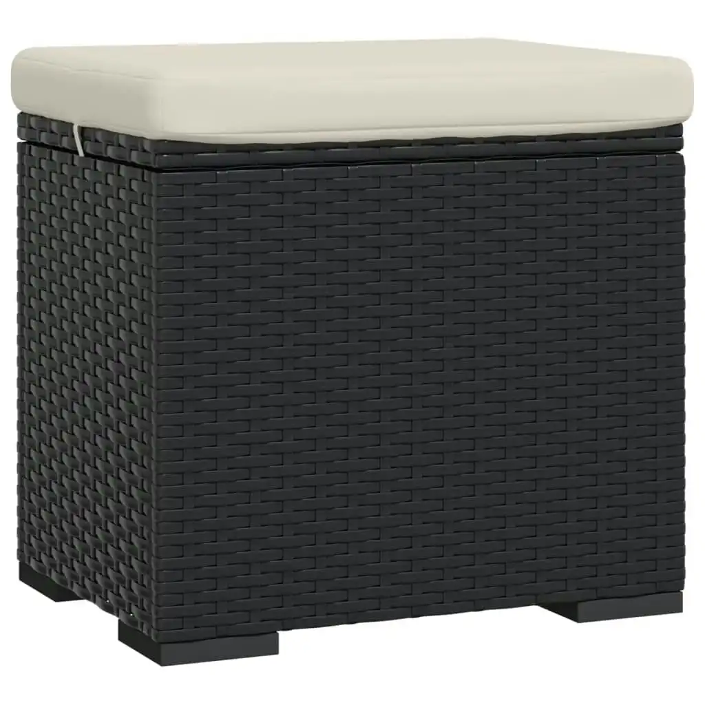 Ottoman with Cushion Black 40x30x40 cm Poly Rattan 319392