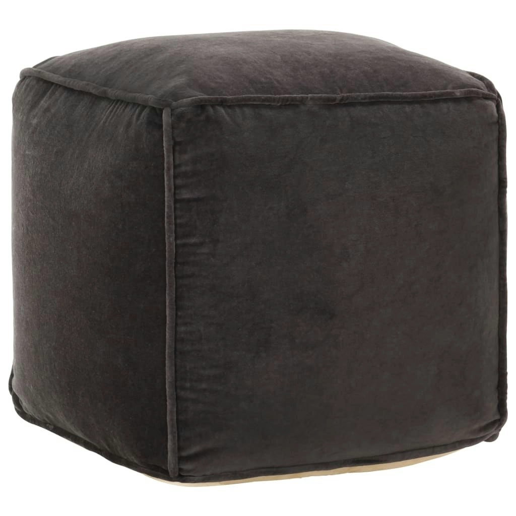 Pouffe Cotton Velvet 40x40x40 cm Anthracite 284027