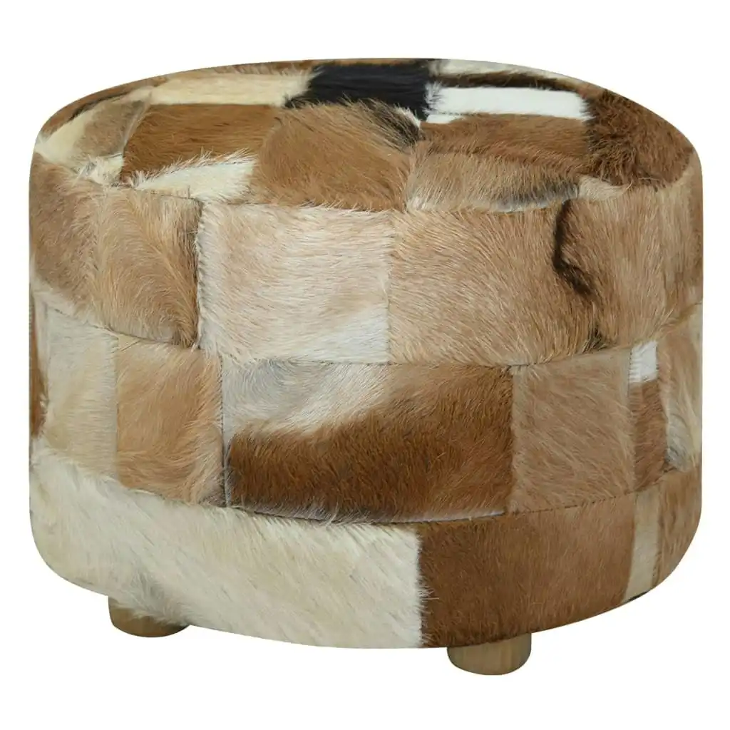 Pouffe Genuine Leather Round 50x50x45 cm 244548