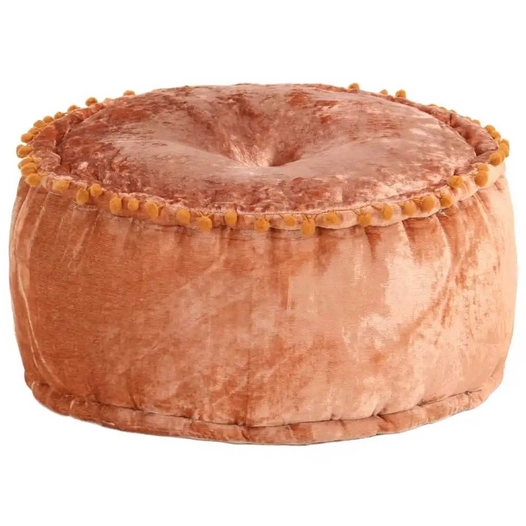 Round Pouffe Velvet 40x20 cm Rust 287569