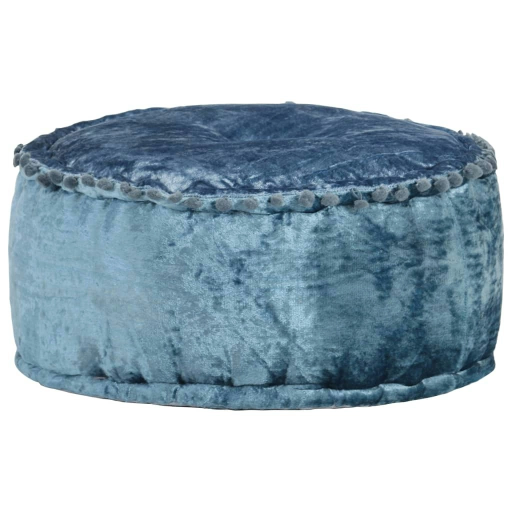 Round Pouffe Velvet 40x20 cm Blue 287566