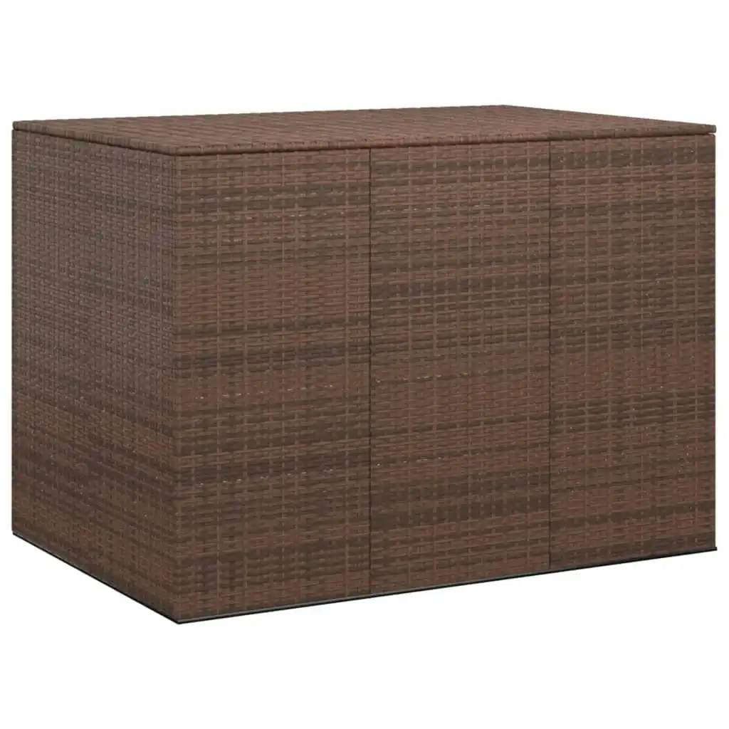 Garden Cushion Box PE Rattan 145x100x103 cm Brown 317230