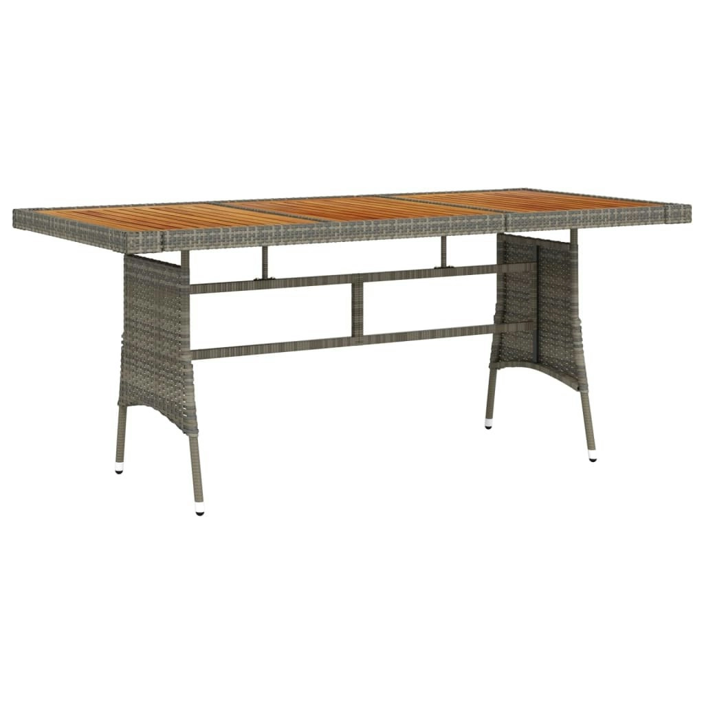 Garden Table Grey 160x70x72 cm Poly Rattan & Solid Acacia Wood 318697