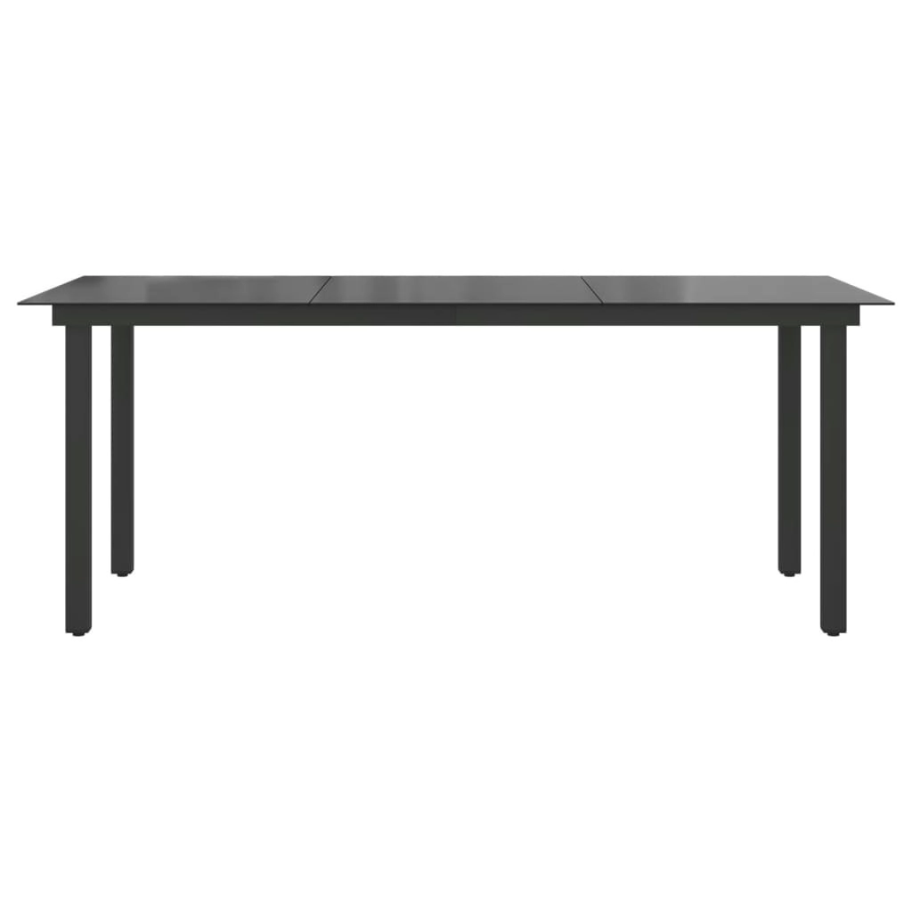 Garden Table Black 190x90x74 cm Aluminium and Glass 42789