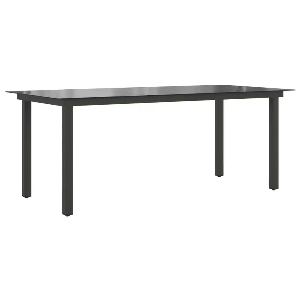 Garden Table Black 190x90x74 cm Aluminium and Glass 42789