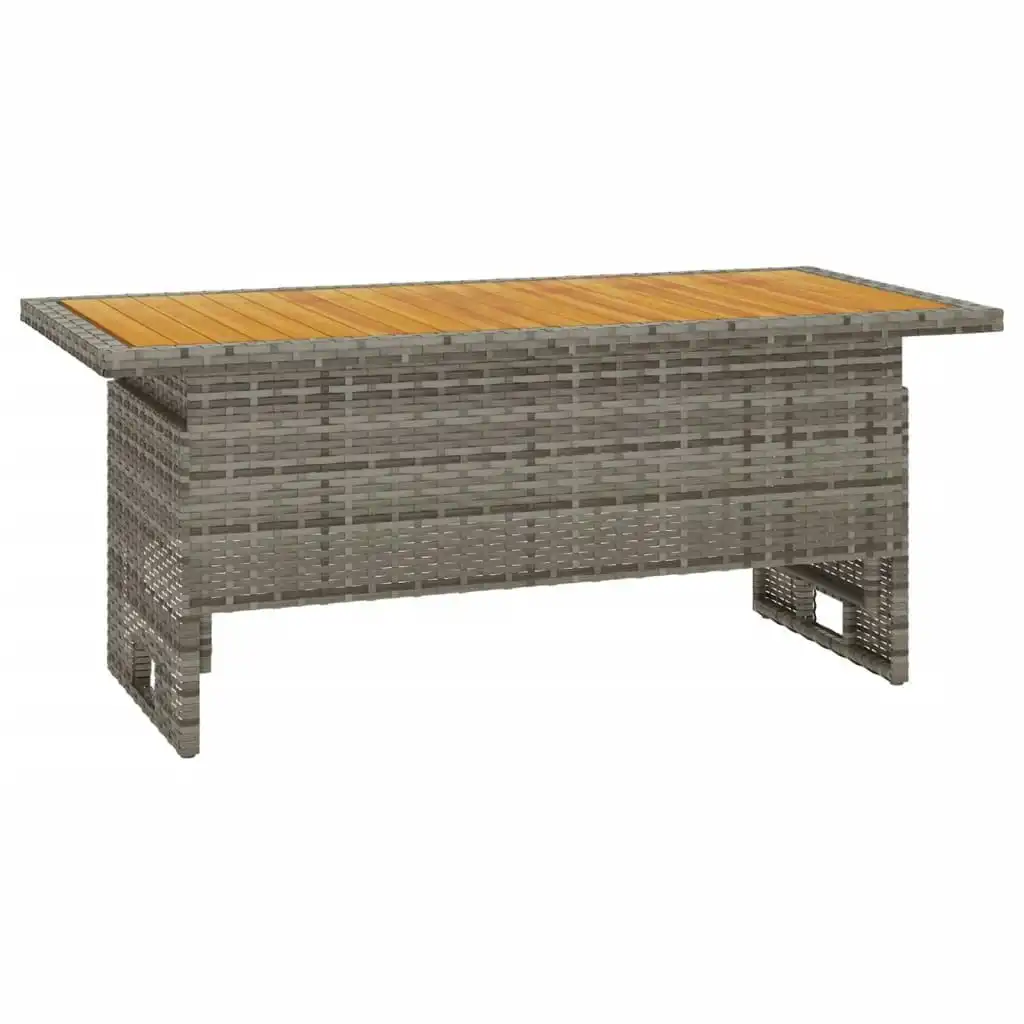 Garden Table Grey 100x50x43/63 cm Solid Wood Acacia&Poly Rattan 362188